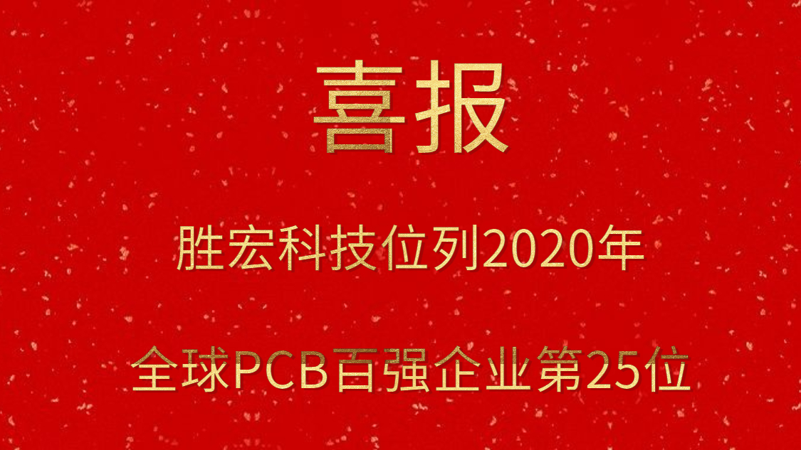 皇冠官方网站APP科技位列2020年全球PCB百强企业第25位